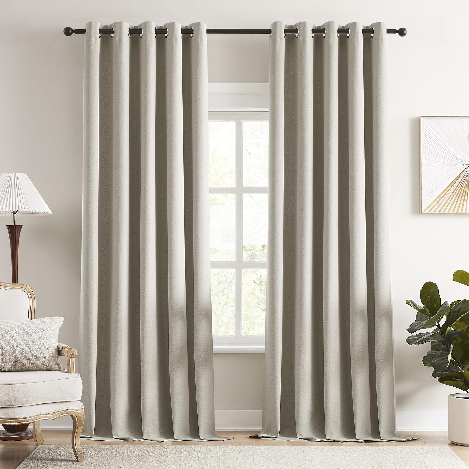 Faux Linen Blackout Curtain Panels