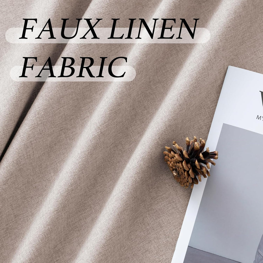 Faux Linen Room Darkening Curtain Panels