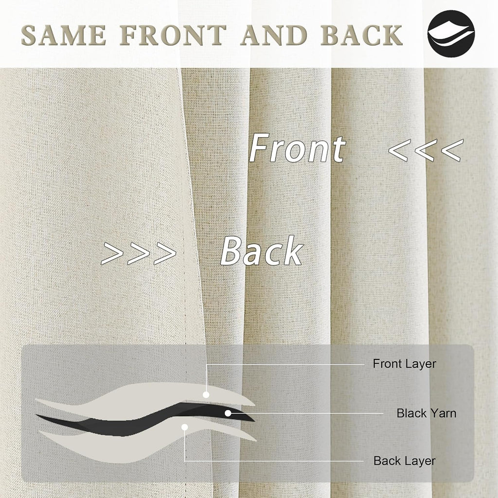 Faux Linen Pinch Pleated Blackout Curtain Panels