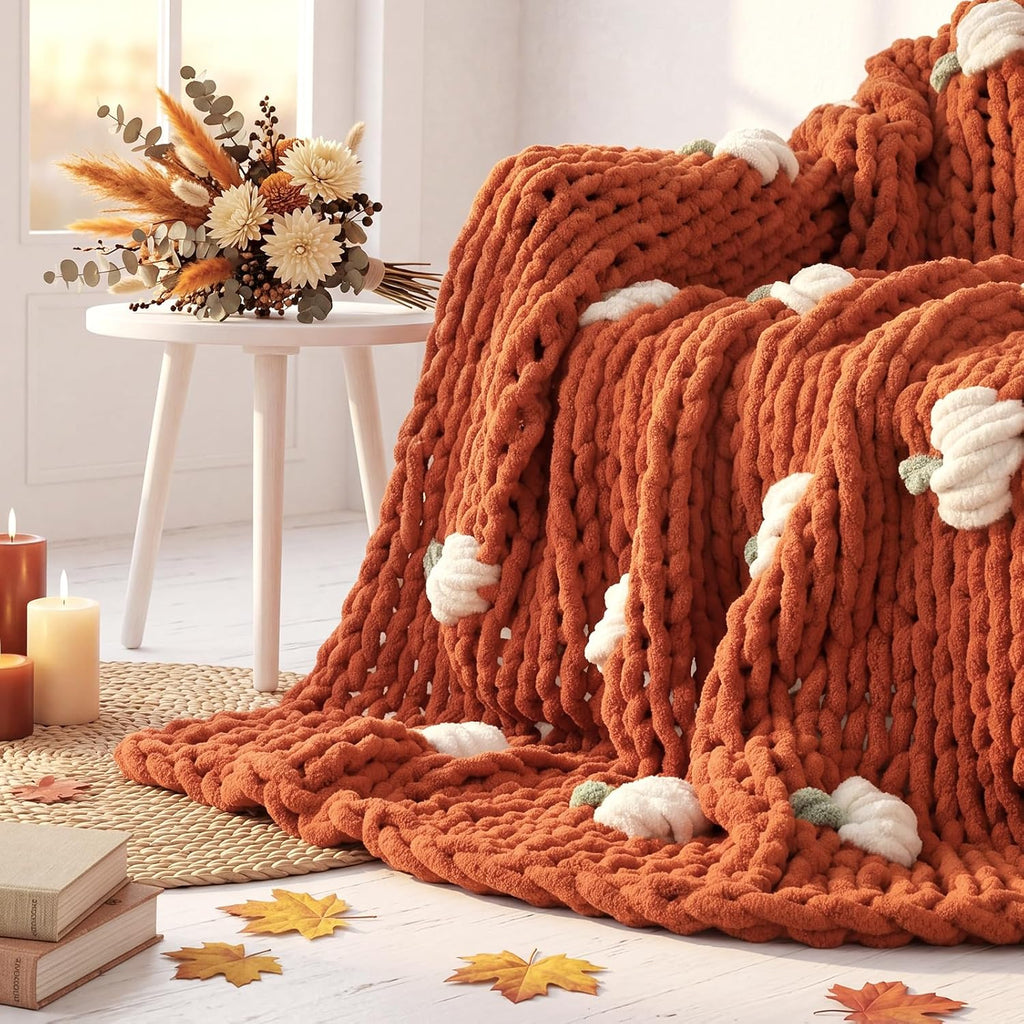 Chunky Knit Chenille Throw Blanket