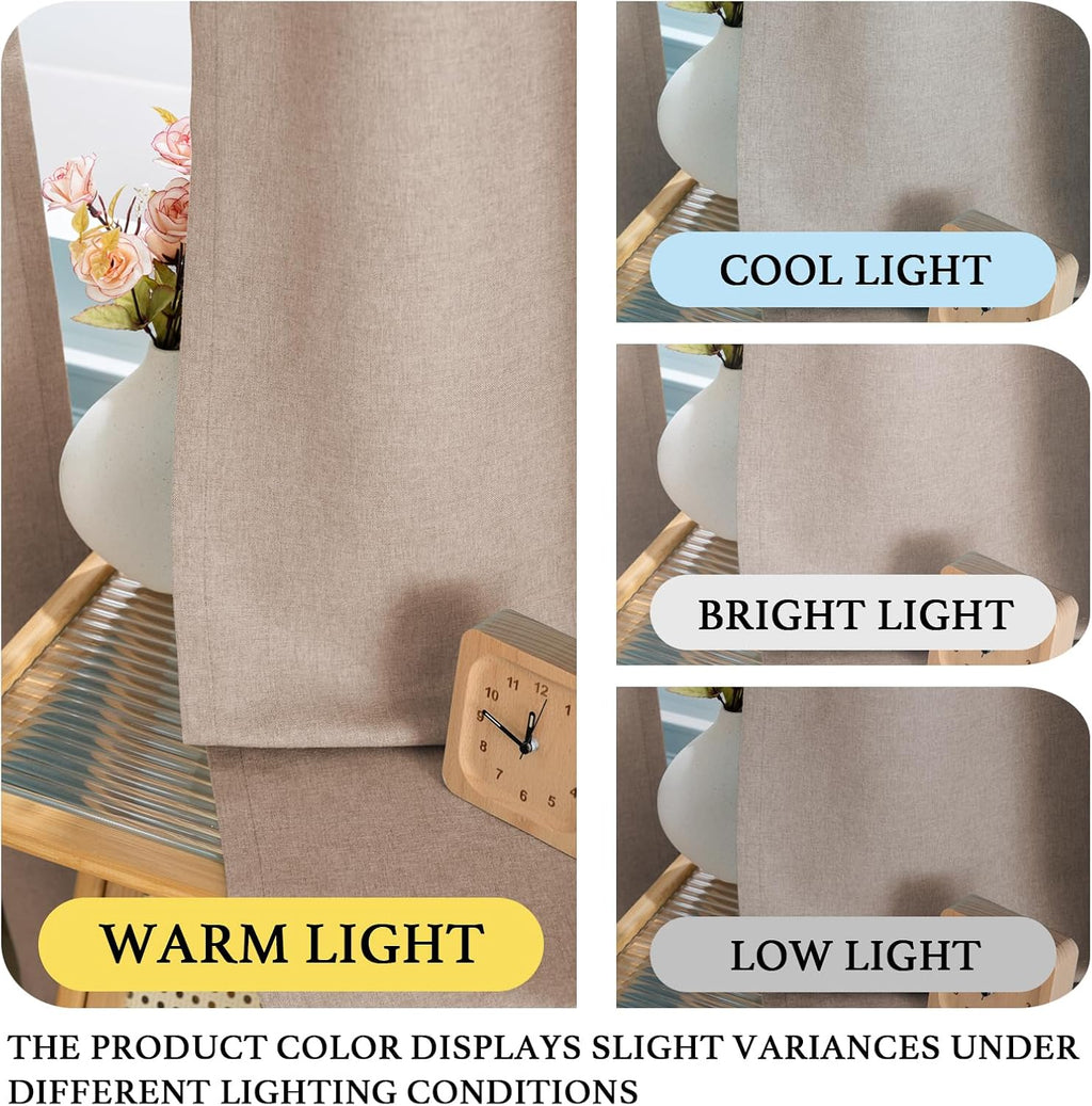 Faux Linen Room Darkening Curtain Panels