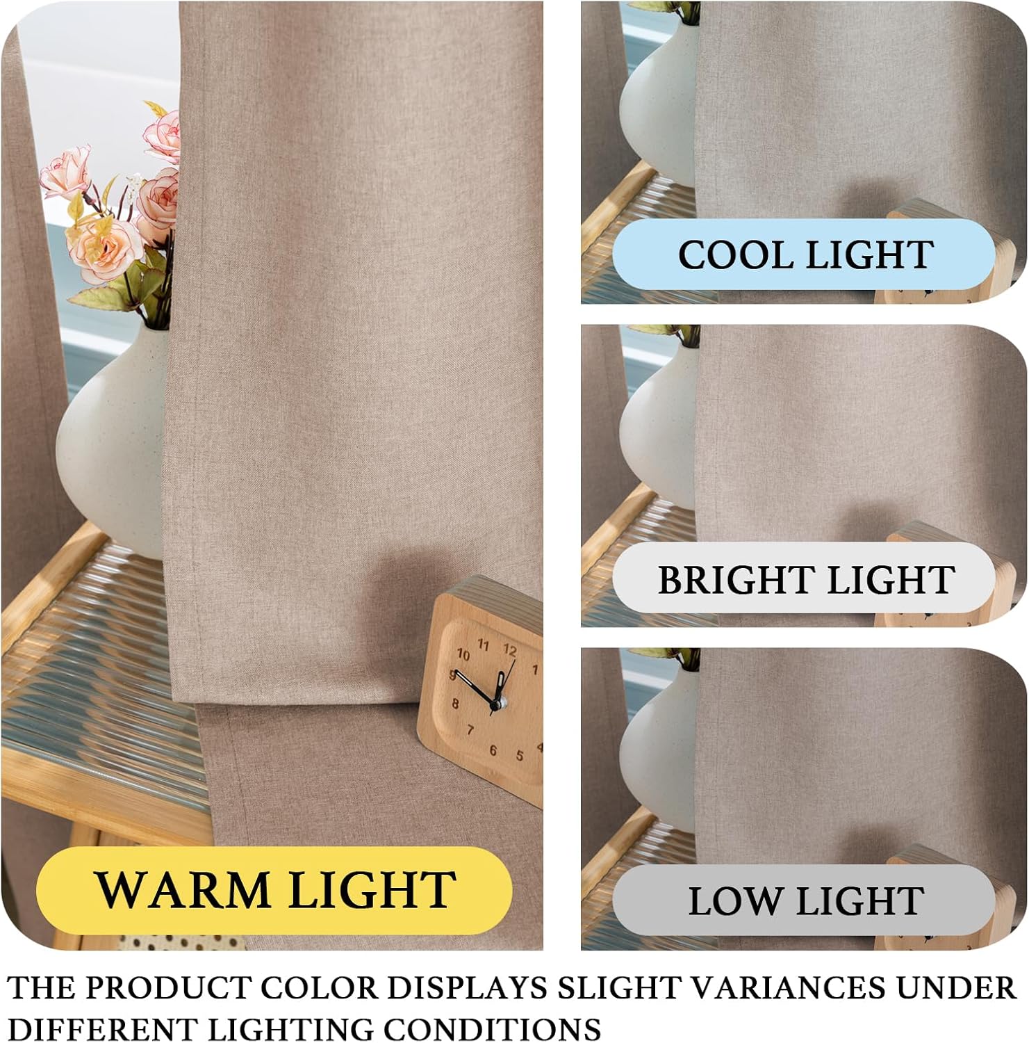 Faux Linen Room Darkening Curtain Panels