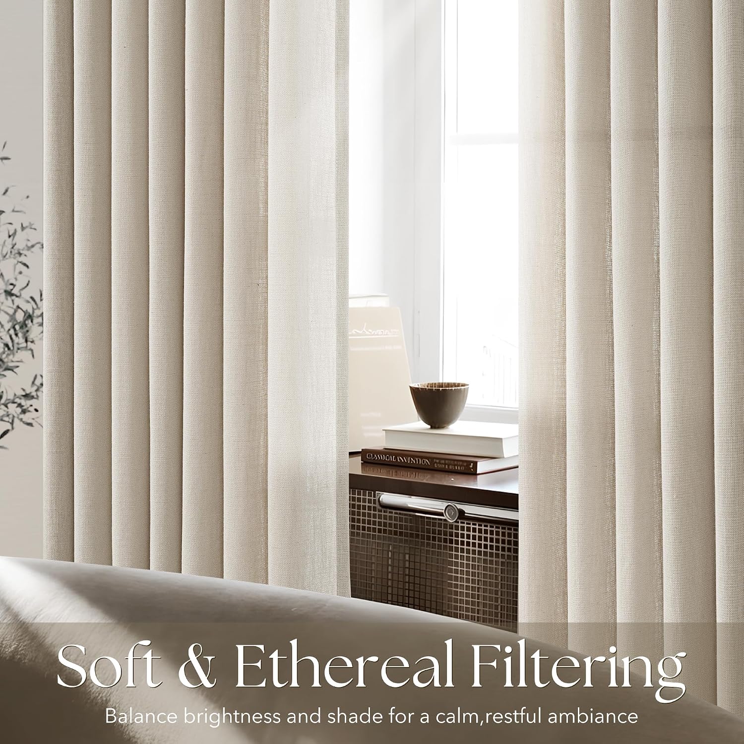 Linen Pinch Pleat Light Filtering Curtain Panels