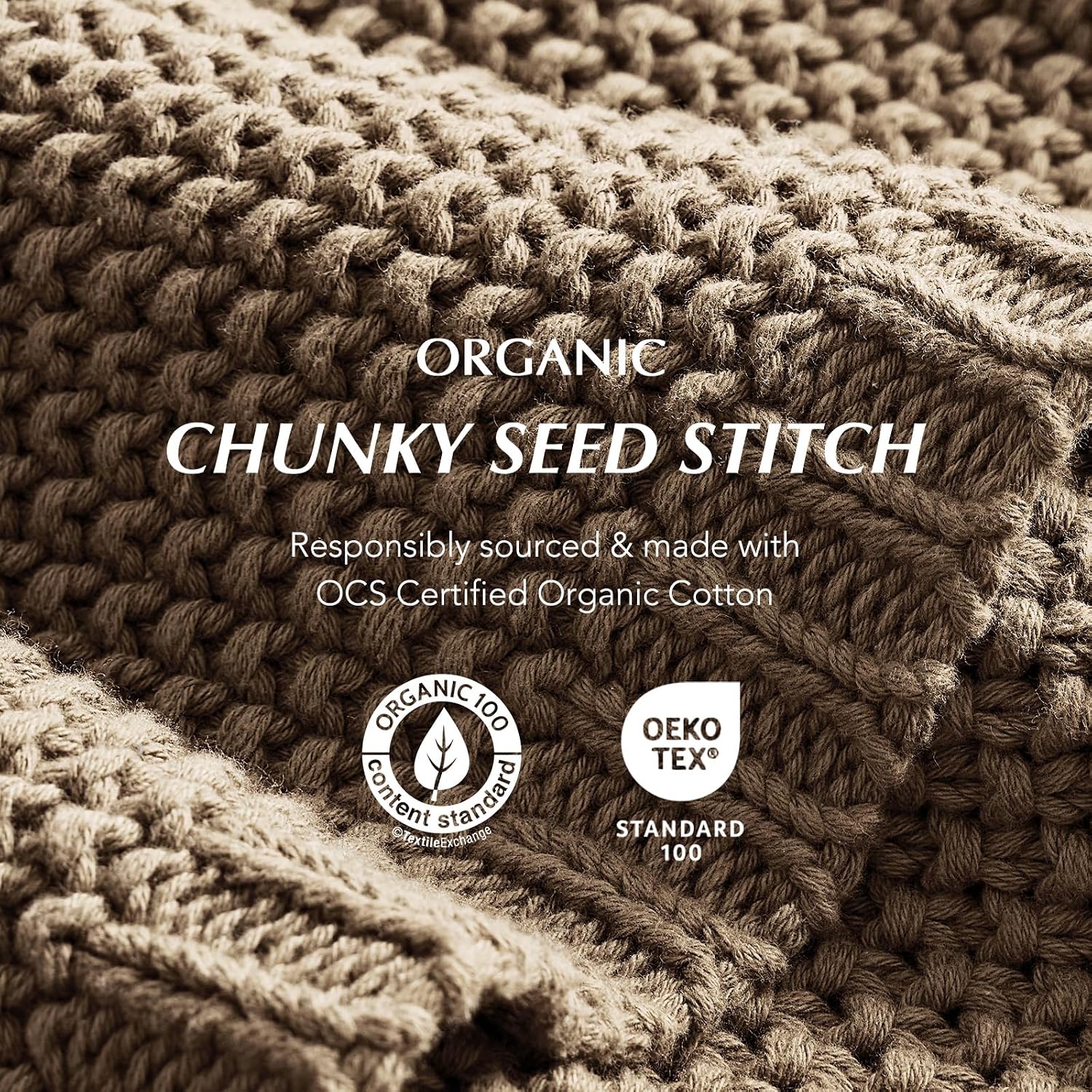 Organic Cotton Chunky Knit Throw Blanket