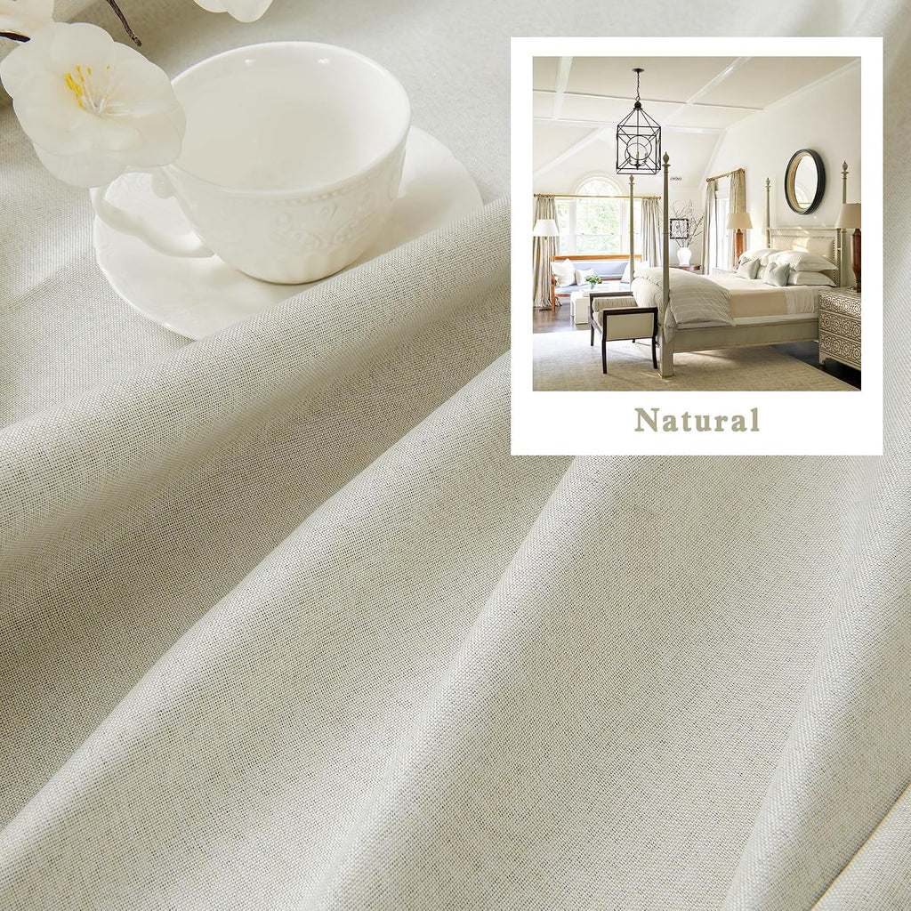 Faux Linen Pinch Pleated Blackout Curtain Panels