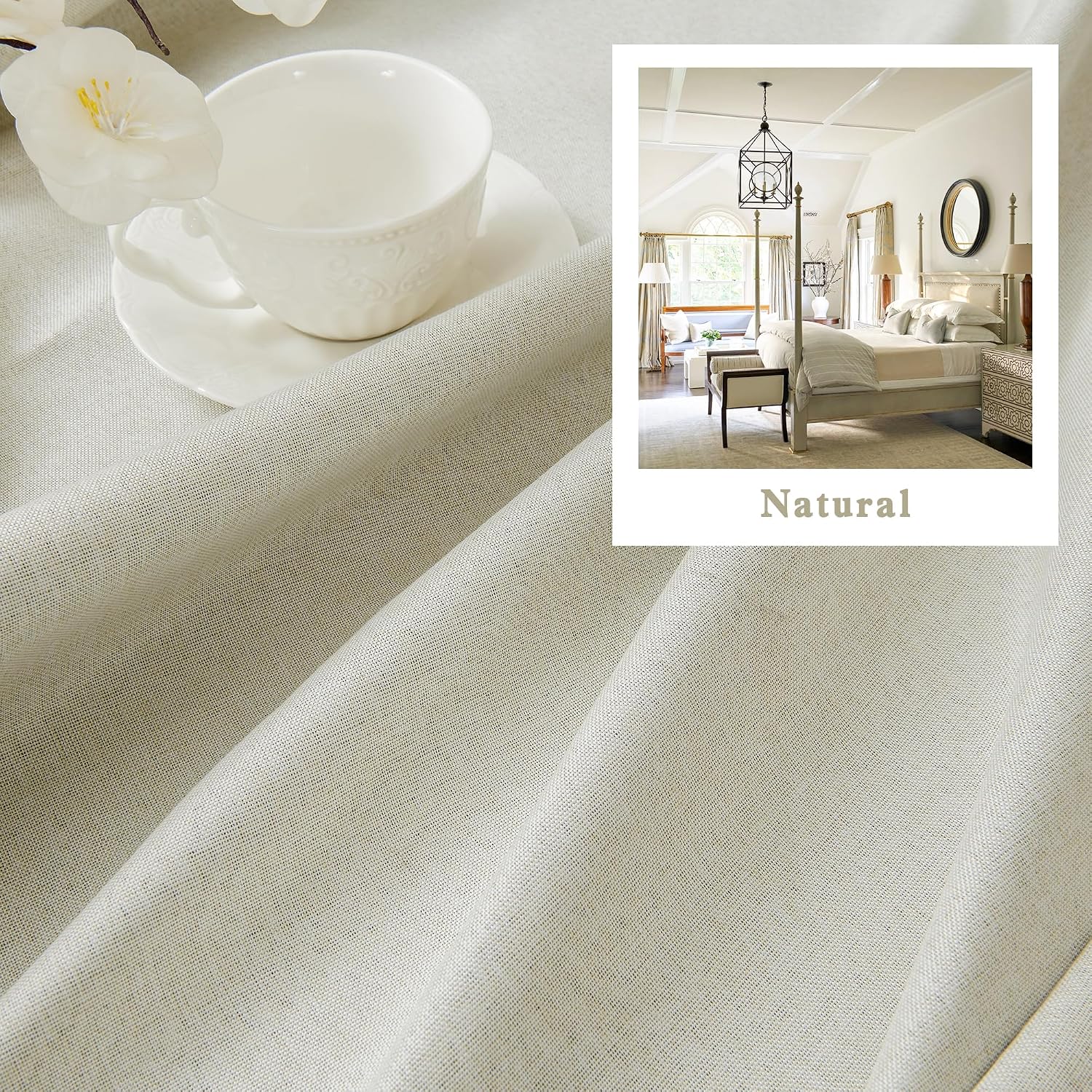 Faux Linen Pinch Pleated Blackout Curtain Panels