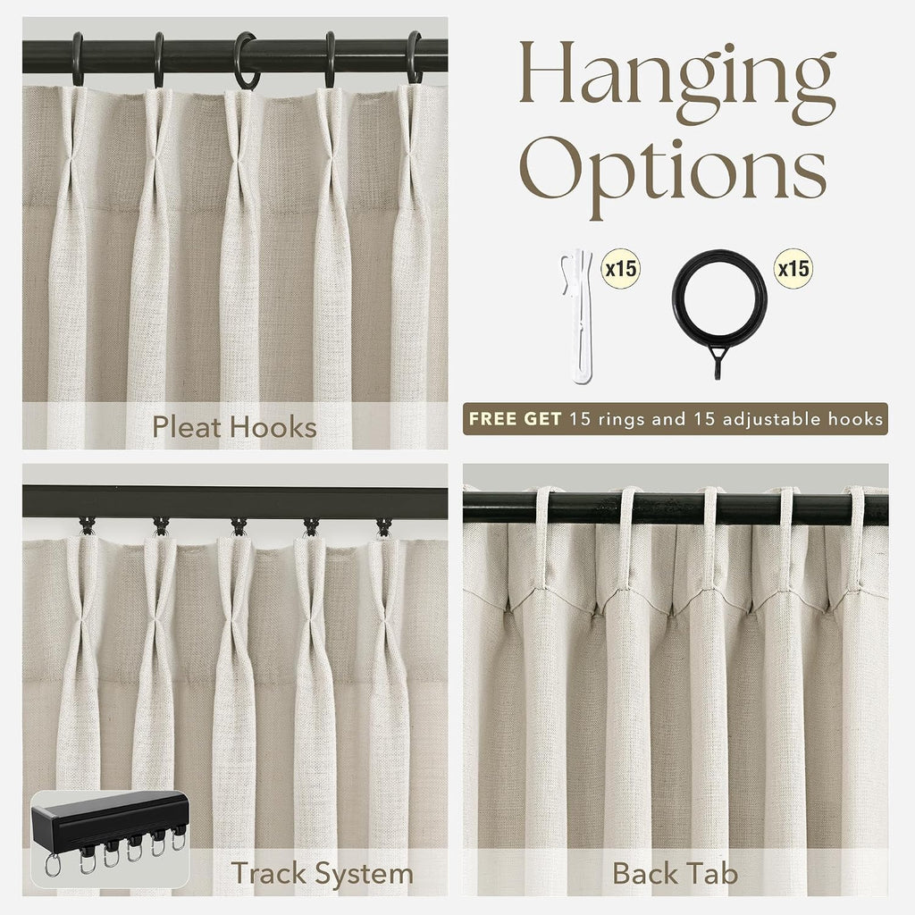 Linen Pinch Pleat Light Filtering Curtain Panels