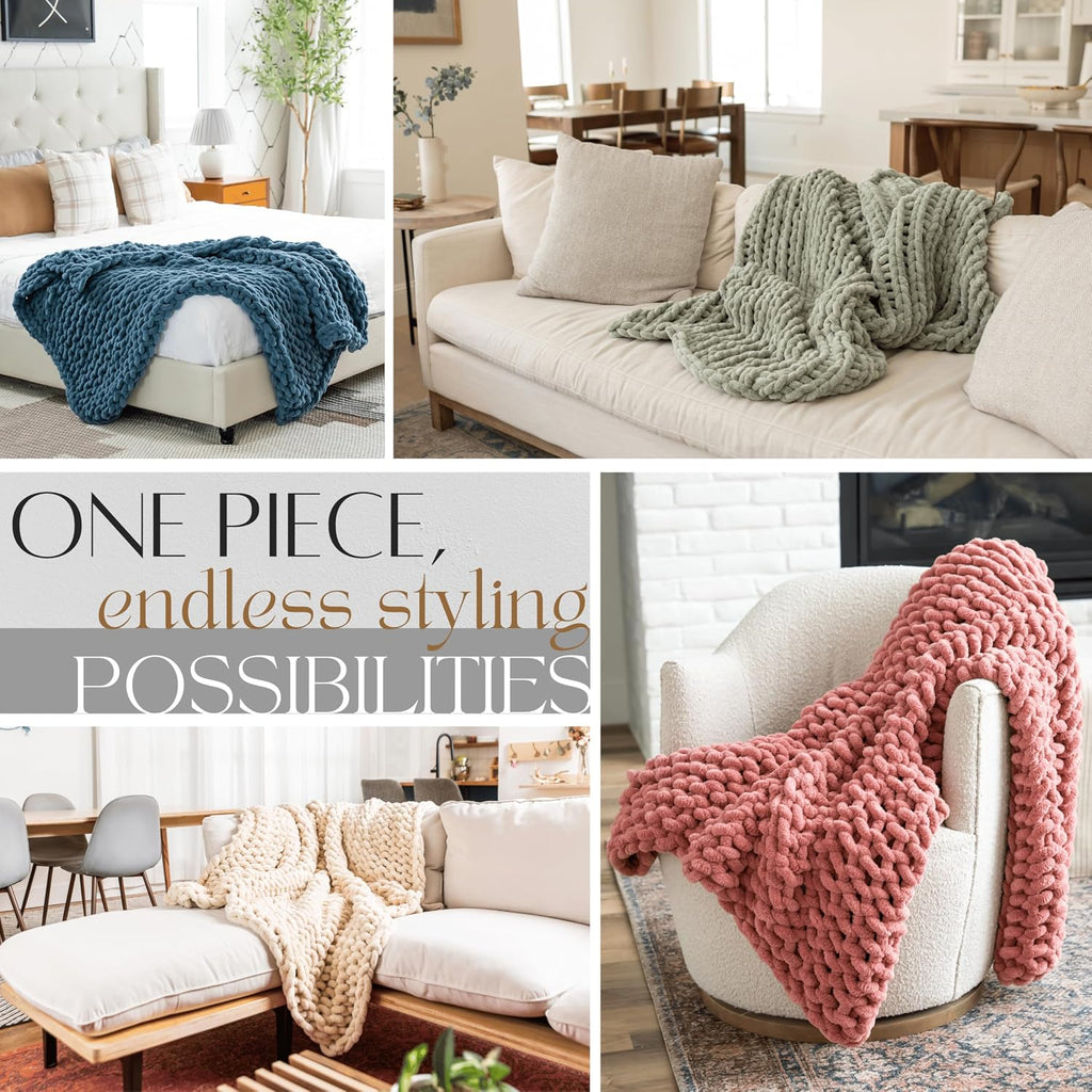 Chunky Knit Chenille Throw Blanket