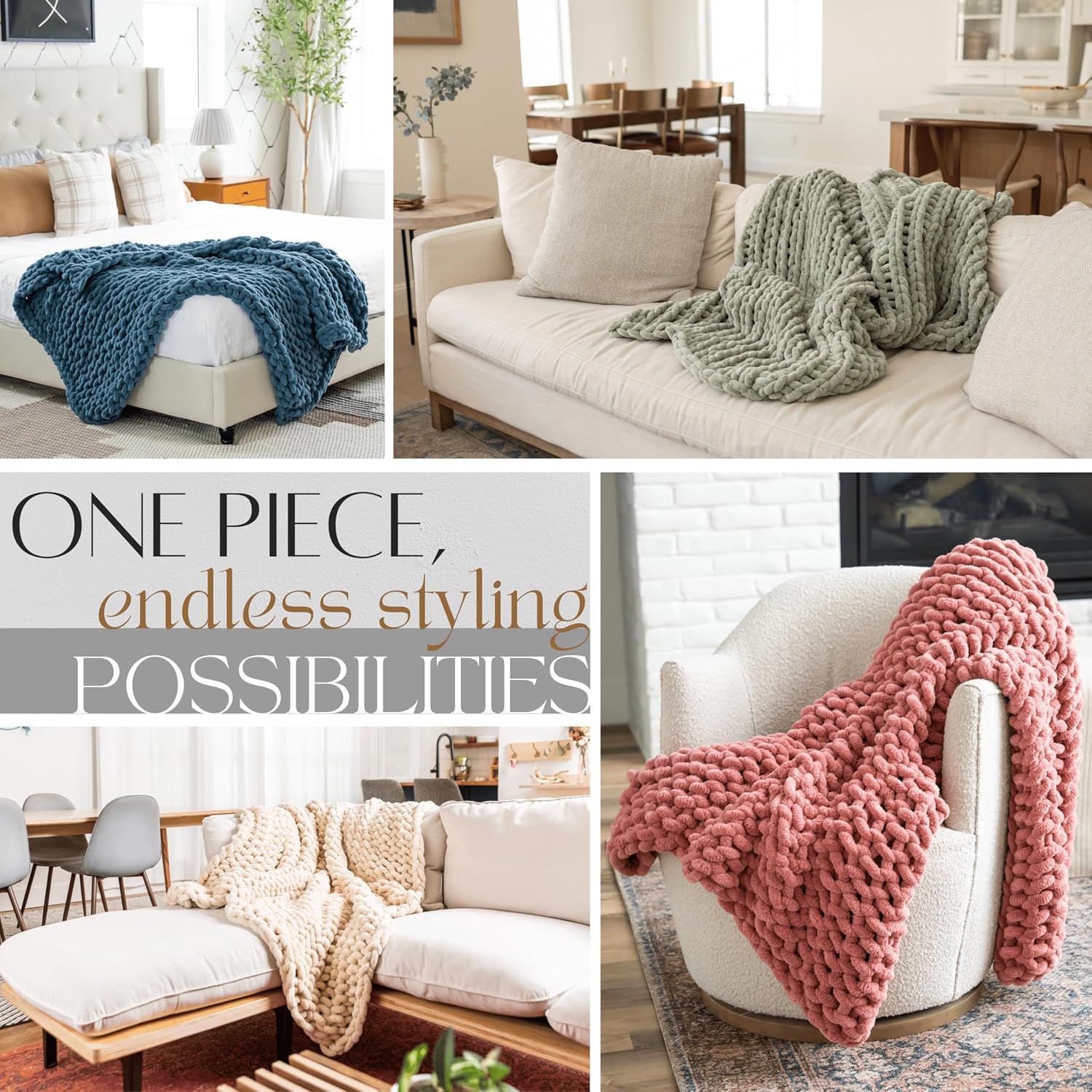 Chunky Knit Chenille Throw Blanket