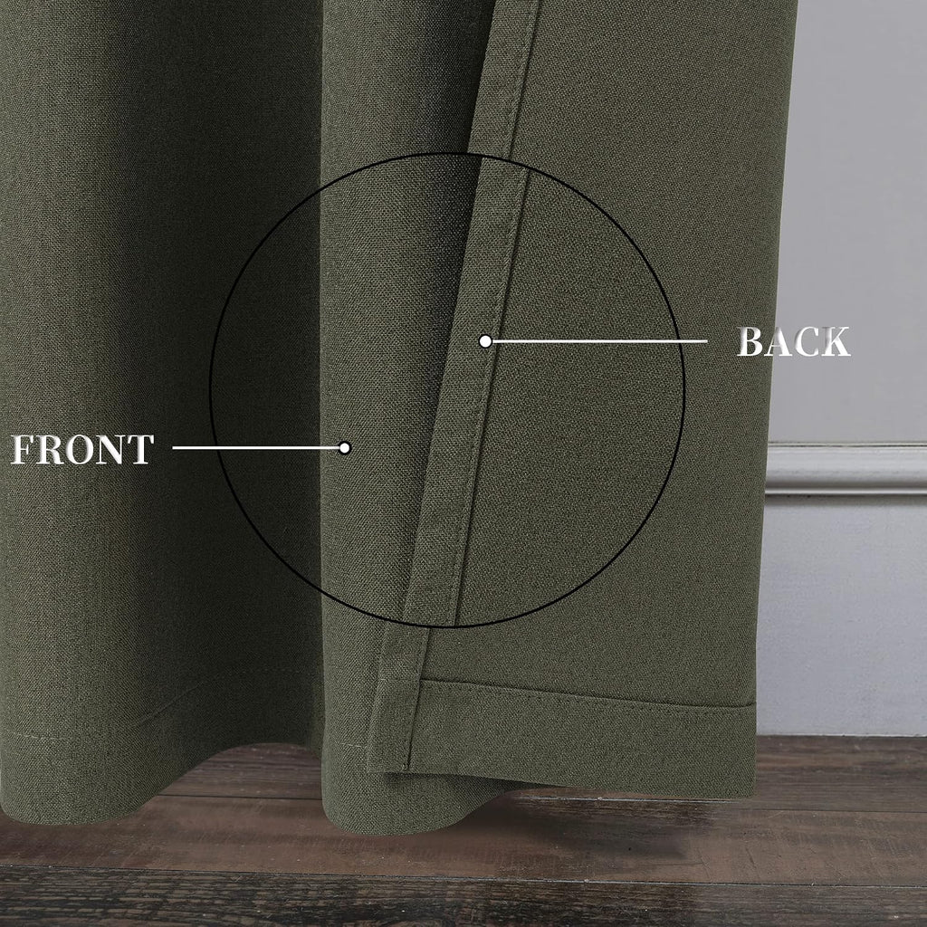 Faux Linen Textured Blackout Grommet Curtain Panels