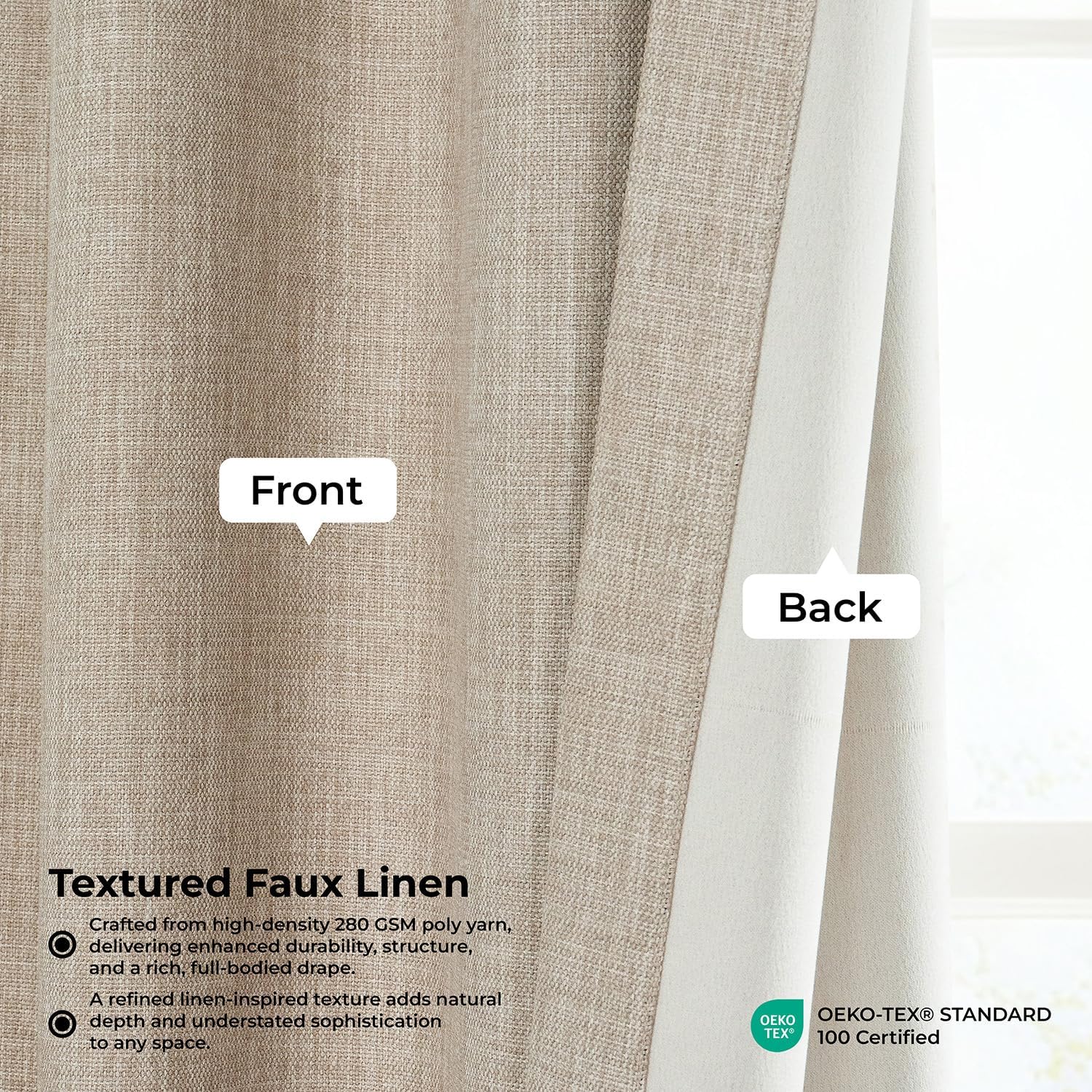 Half Price Drapes Faux Linen Curtain Panel