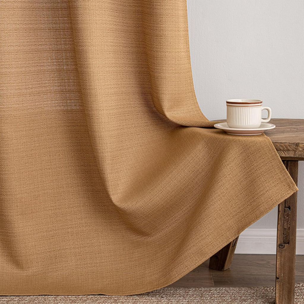 Faux Linen Light Filtering Curtain Panels