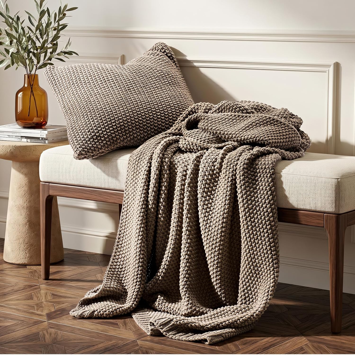Organic Cotton Chunky Knit Throw Blanket