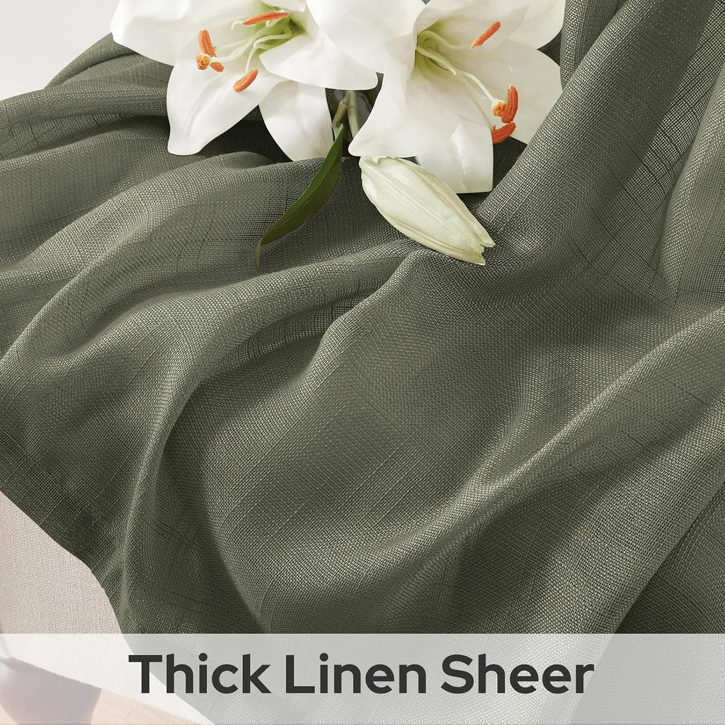 Linen Textured Semi Sheer Curtain Panels