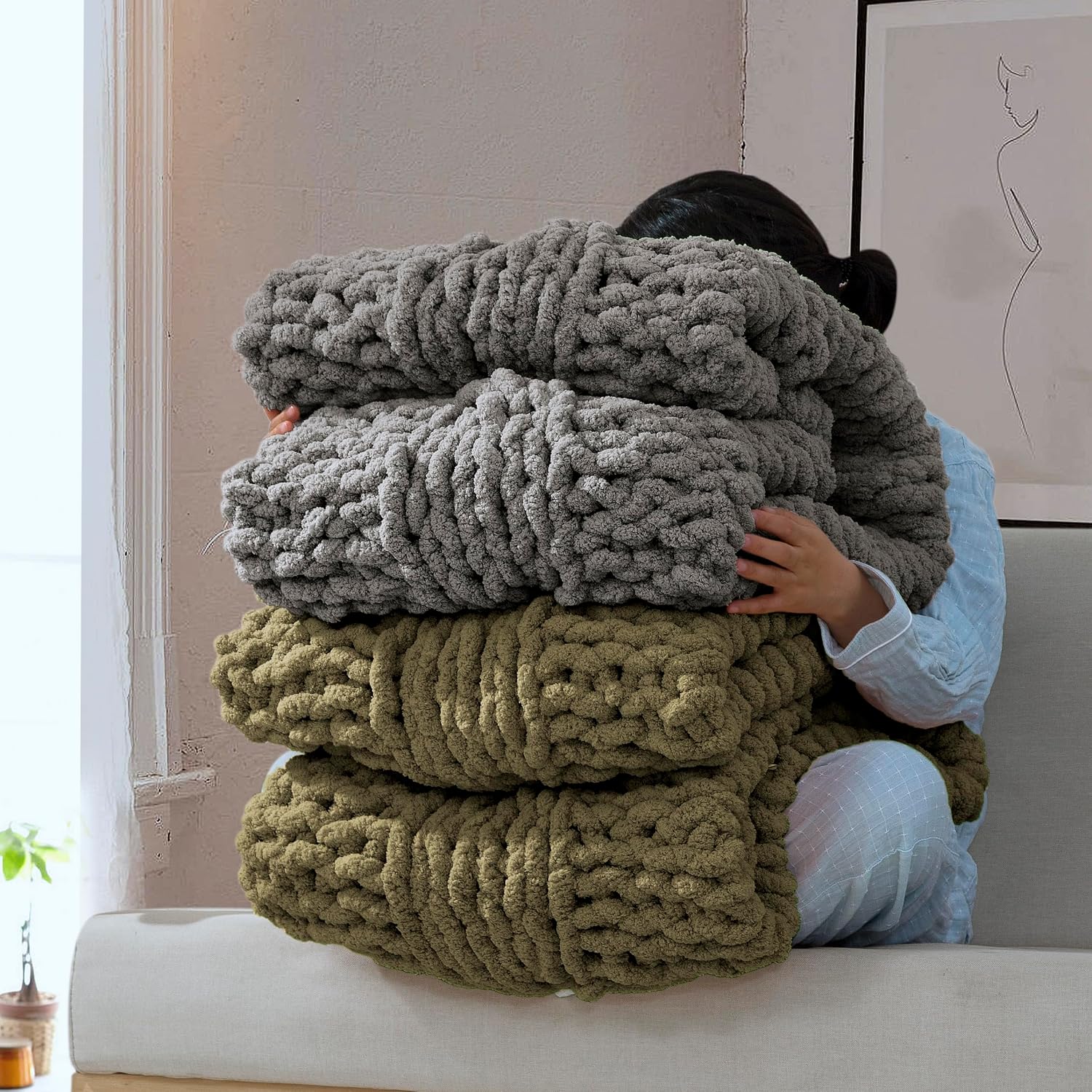 Chunky Knit Throw Blanket