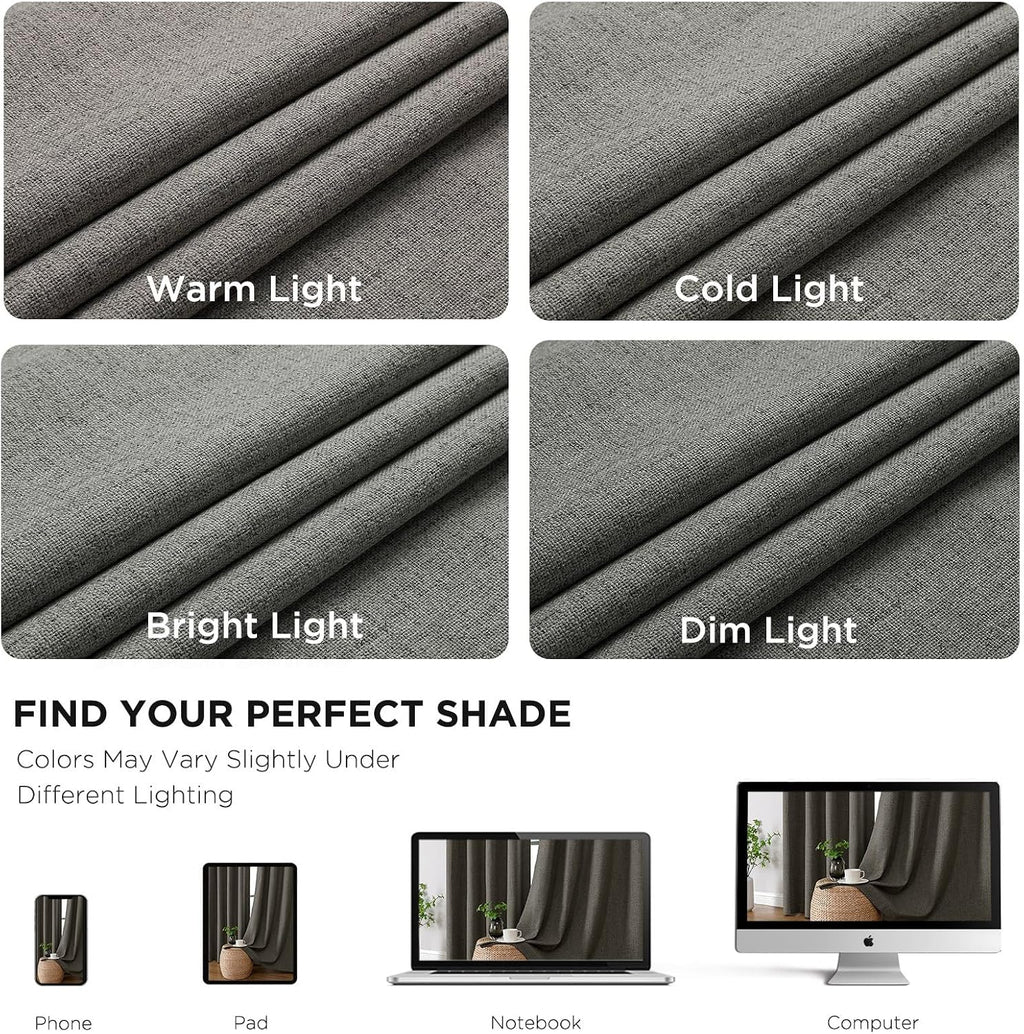 Linen Textured Blackout Curtain Panels