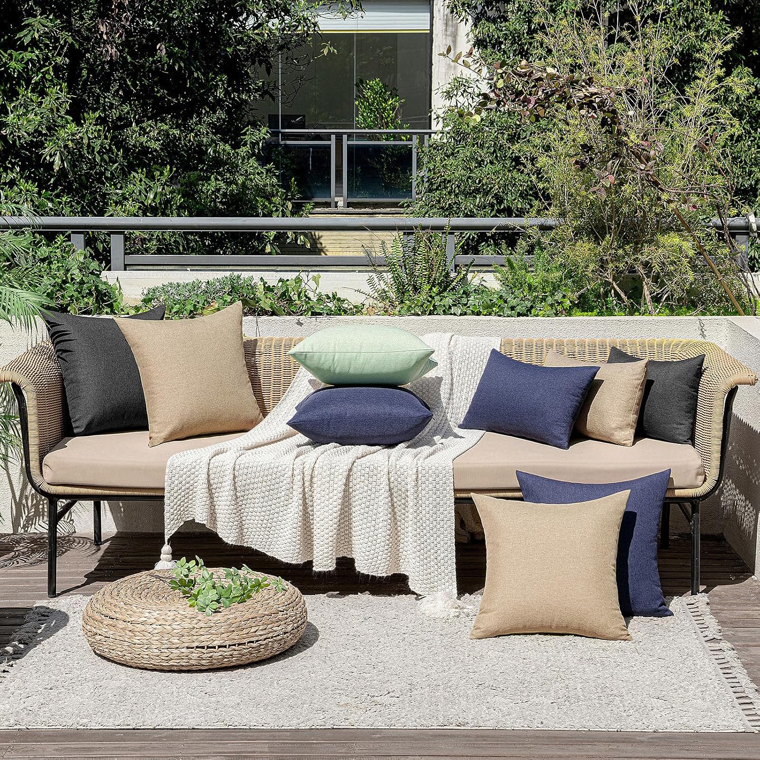 Solid Outdoor Throw Pillow Covers Set of 2