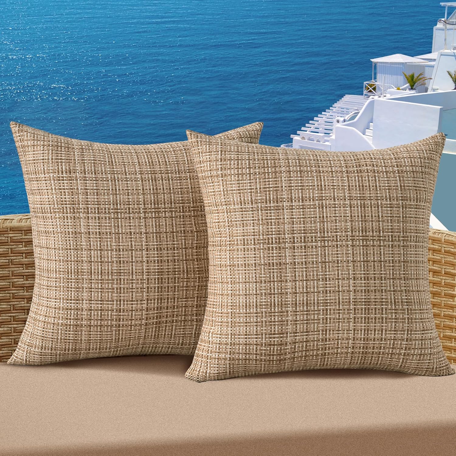 Woven Outdoor Pillow Covers Set of 2