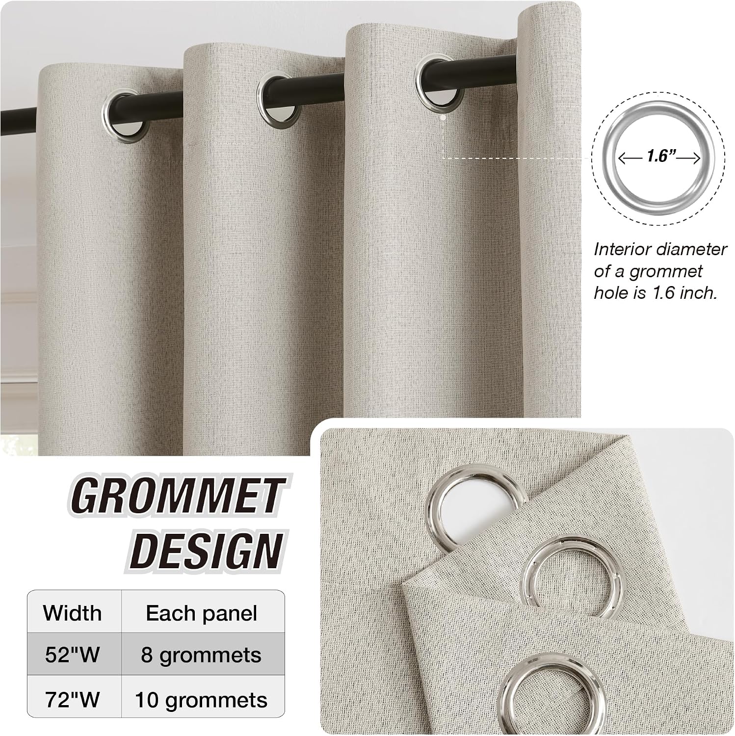 Faux Linen Blackout Curtain Panels
